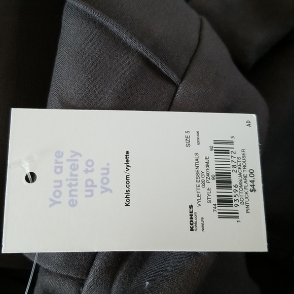 NWT Vylette Charcoal Grey Stretch Flare Pants Size 5 - Picture 8 of 8